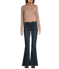 Kut from the Kloth Ana Stretch Denim Flare Leg High Waisted Patch Pocket Jean