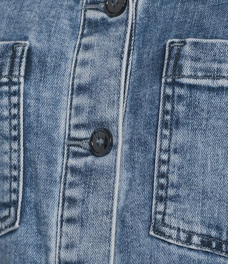 KUT from the Kloth Arlington Stretch Denim Point Collar Long Sleeve Button Down A-Line Dress