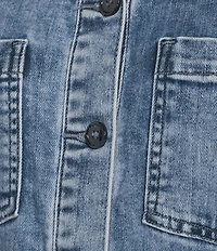 KUT from the Kloth Arlington Stretch Denim Point Collar Long Sleeve Button Down A-Line Dress