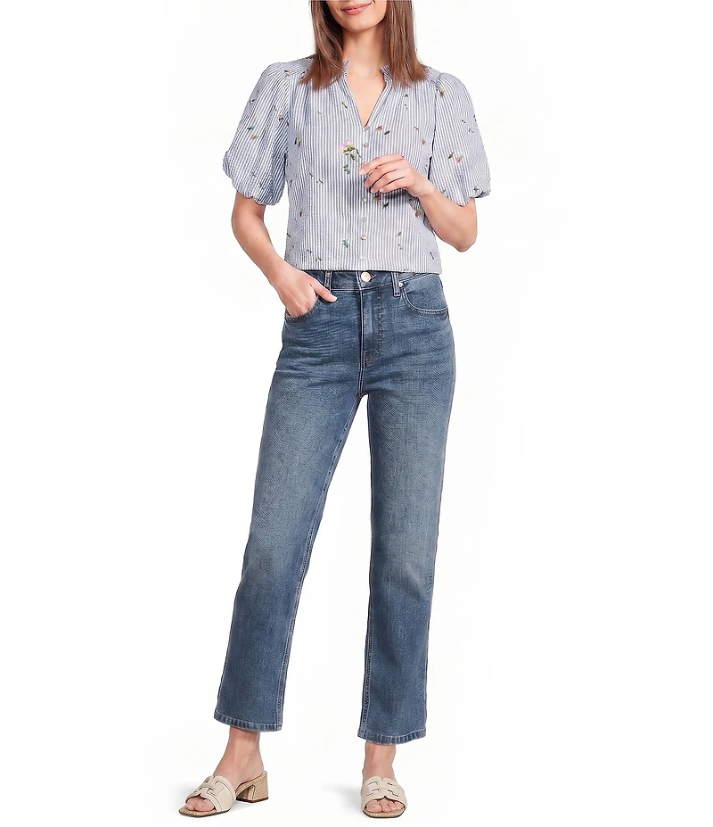 KUT from the Kloth Blaire Denim High-Rise Straight Leg Ankle Jeans