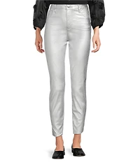 KUT from the Kloth Charlize Metallic Coated High Rise Fab Ab Technology Cropped Straight Leg Jeans