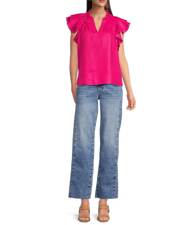 KUT from the Kloth Charlotte High Rise Wide-Leg Double Button Ankle Jeans