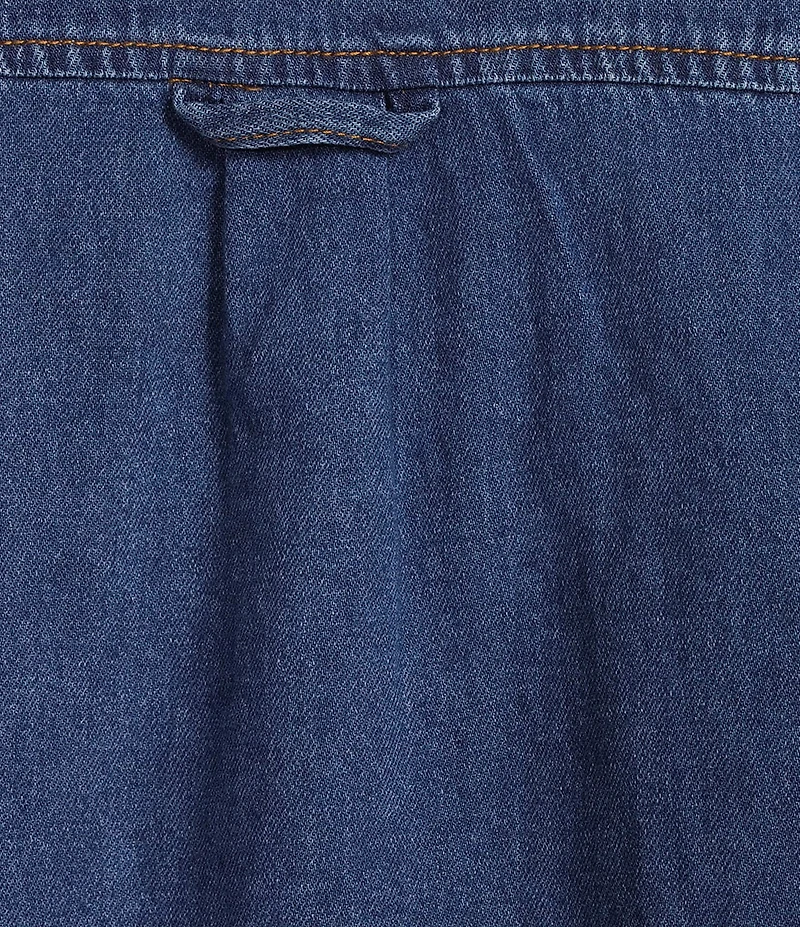 KUT from the Kloth Eliza Point Collar Short Roll-Tab Sleeve Button Front Denim Dress