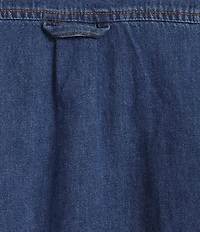 KUT from the Kloth Eliza Point Collar Short Roll-Tab Sleeve Button Front Denim Dress