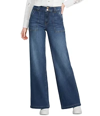KUT from the Kloth Jodi Soft Stretch Denim High Rise Wide Leg Patch Pocket Jeans