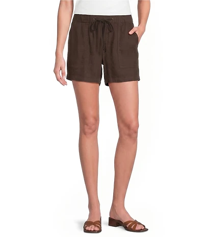 KUT from the Kloth Katana Linen Blend High Rise Drawstring Shorts