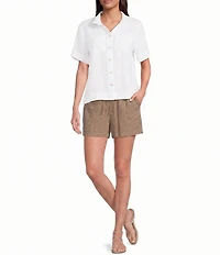 KUT from the Kloth Katana Linen Blend High Rise Drawstring Shorts