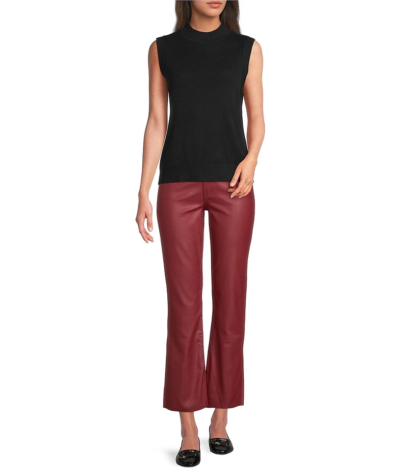 KUT from the Kloth Kelsey Coated Denim High Rise Flare Leg Raw Hem Jeans