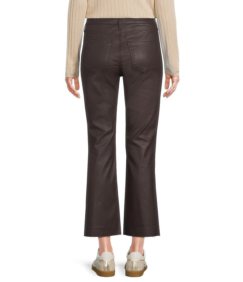 KUT from the Kloth Kelsey Coated Denim High Rise Flare Leg Raw Hem Jeans