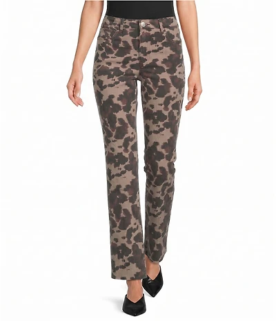 KUT from the Kloth Kelsey Cow Print Stretch Twill High Rise Boot Cut Ankle Jeans