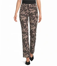 KUT from the Kloth Kelsey Cow Print Stretch Twill High Rise Boot Cut Ankle Jeans