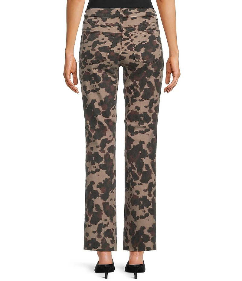 KUT from the Kloth Kelsey Cow Print Stretch Twill High Rise Boot Cut Ankle Jeans
