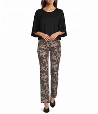 KUT from the Kloth Kelsey Cow Print Stretch Twill High Rise Boot Cut Ankle Jeans