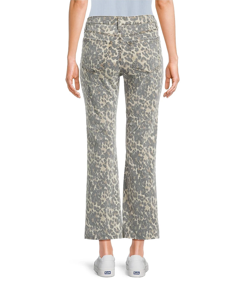 KUT from the Kloth Kelsey Denim Animal Print High Rise Flare Leg Crop Length Jeans