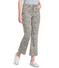 KUT from the Kloth Kelsey Denim Animal Print High Rise Flare Leg Crop Length Jeans