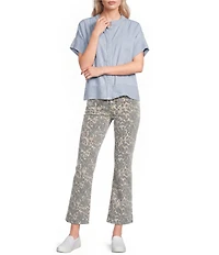 KUT from the Kloth Kelsey Denim Animal Print High Rise Flare Leg Crop Length Jeans