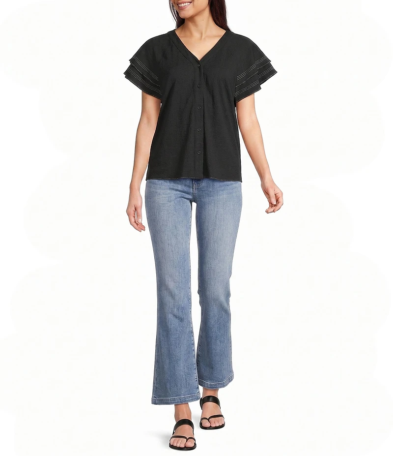 KUT from the Kloth Kelsey Stretch Denim High Rise Flare Leg Ankle Jeans