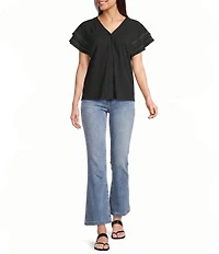 KUT from the Kloth Kelsey Stretch Denim High Rise Flare Leg Ankle Jeans