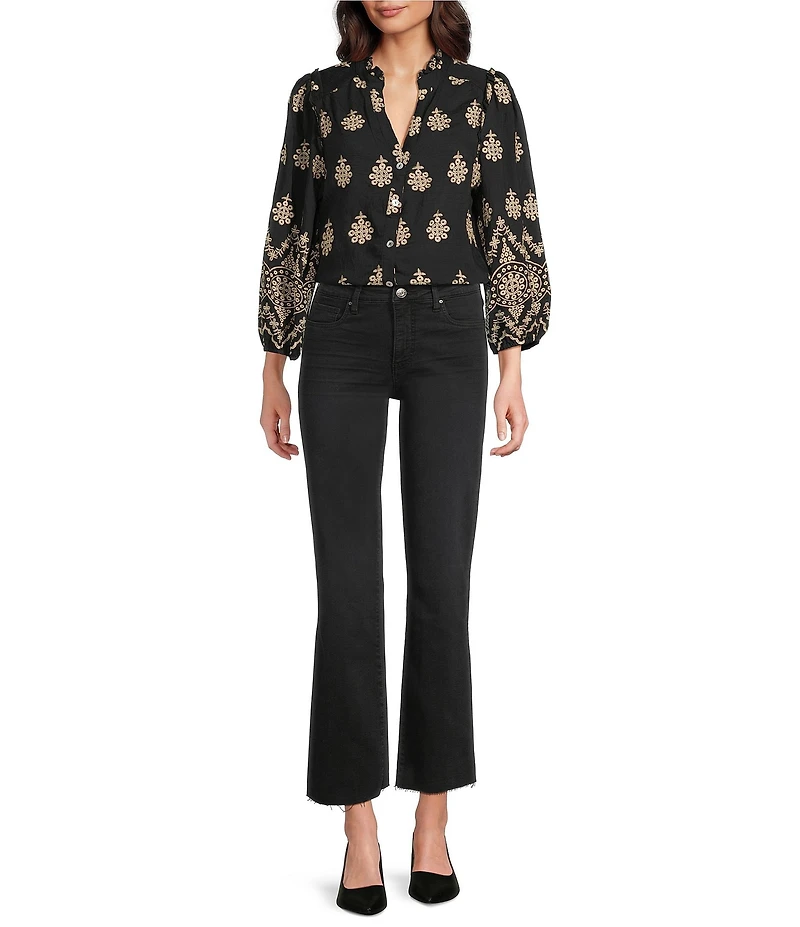 KUT from the Kloth Kelsey Stretch Denim High Rise Wide Leg Ankle Jeans
