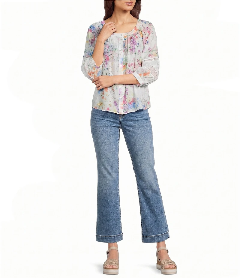 KUT from the Kloth Kelsey Woven Denim High-Rise Wide Leg Ankle Jeans