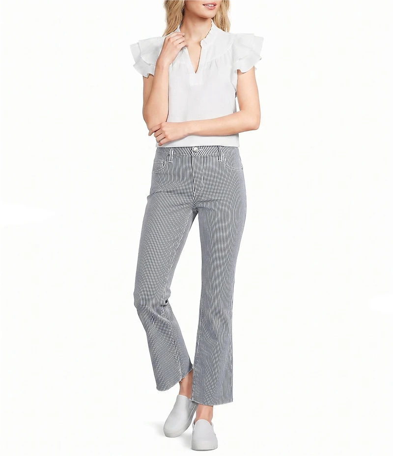 KUT from the Kloth Kelsey Woven Stripe High Rise Wide Leg Ankle Length Jeans