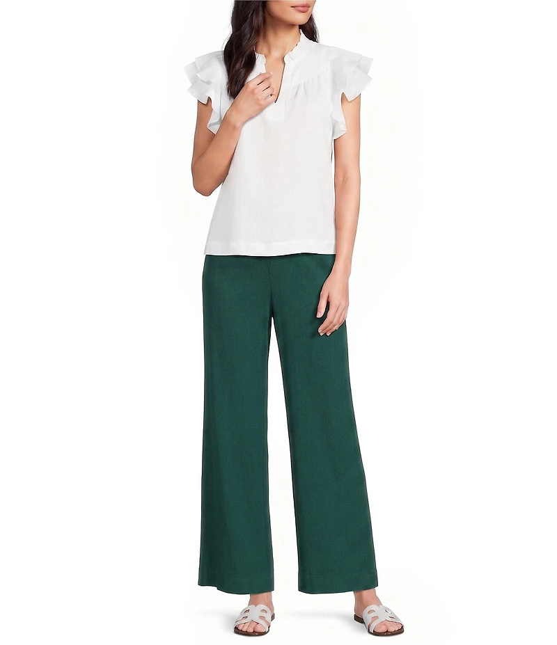 KUT from the Kloth Linen Blend Meg High Rise Wide Leg Pants