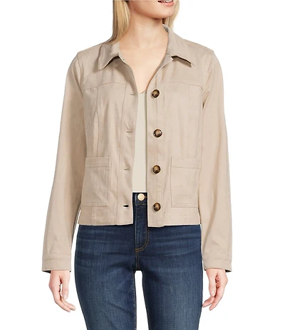 KUT from the Kloth Matilda Suede Point Collar Long Sleeve Trucker Jacket
