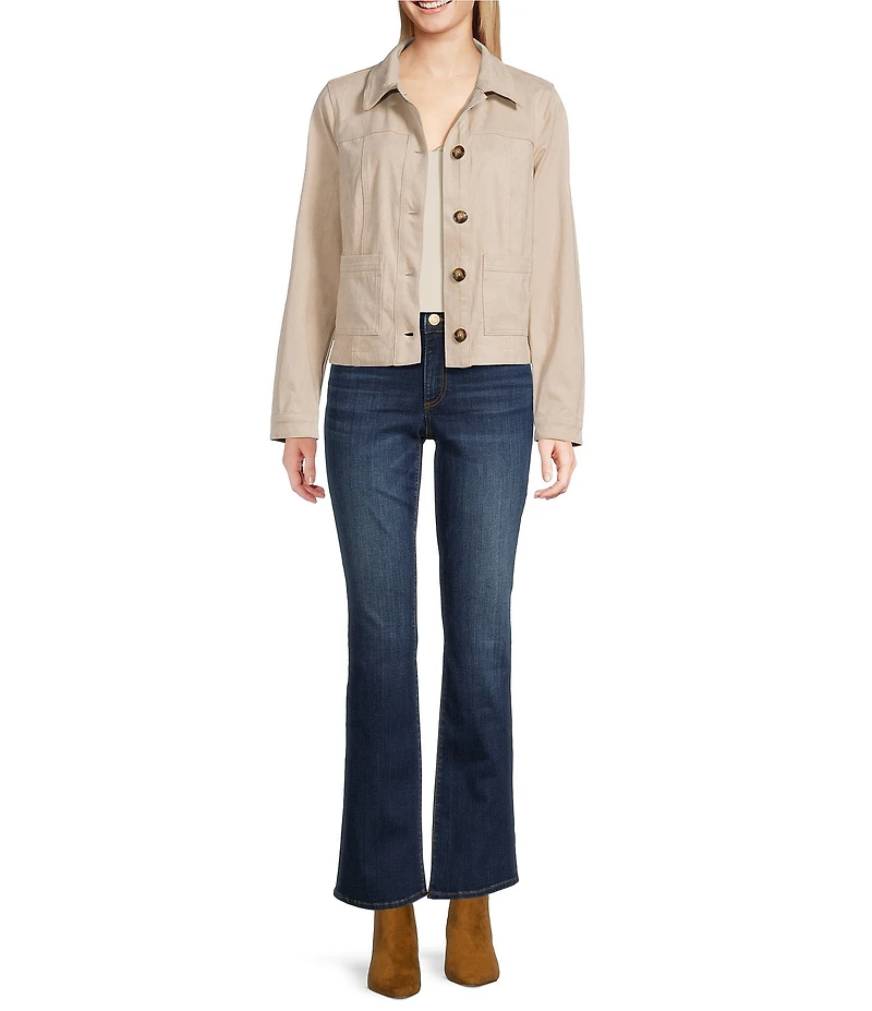 KUT from the Kloth Matilda Suede Point Collar Long Sleeve Trucker Jacket