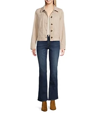 KUT from the Kloth Matilda Suede Point Collar Long Sleeve Trucker Jacket