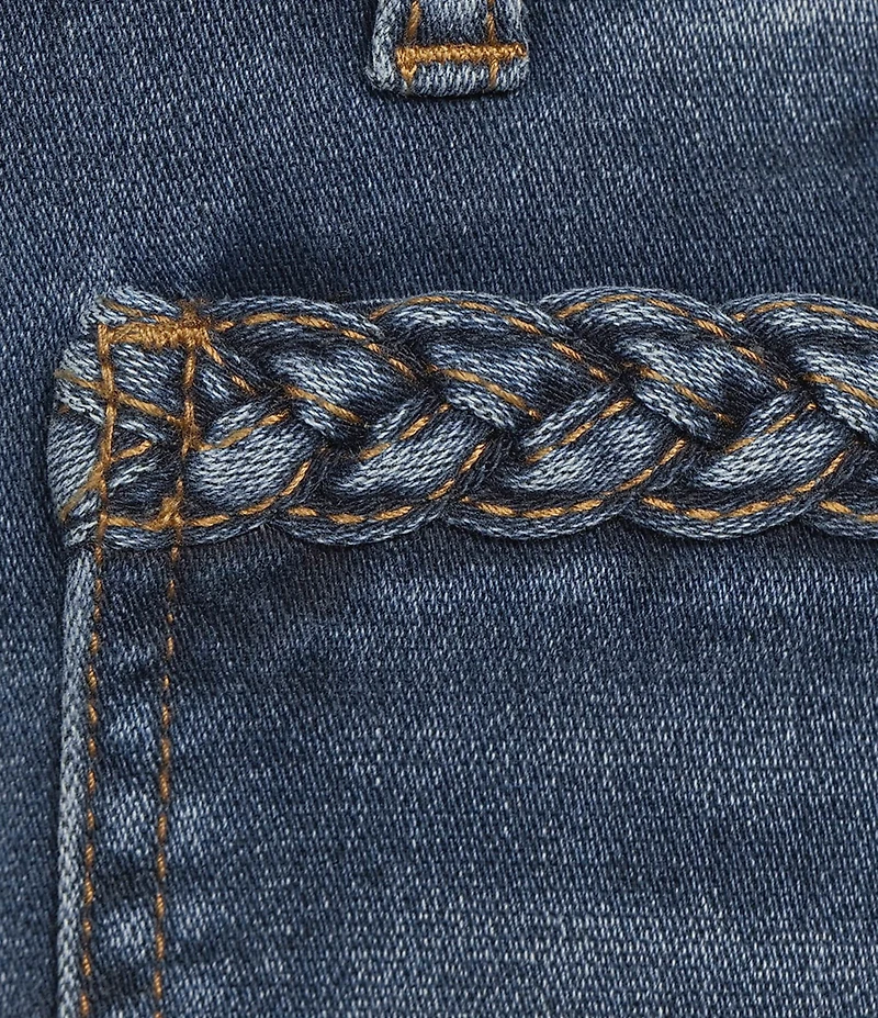 KUT from the Kloth Meg Braided Patch Pocket High Rise Wide Leg Ankle Jeans