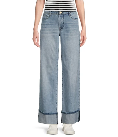 KUT from the Kloth Meg Fab-Ab High Rise Wide Leg Roll-Up Jeans