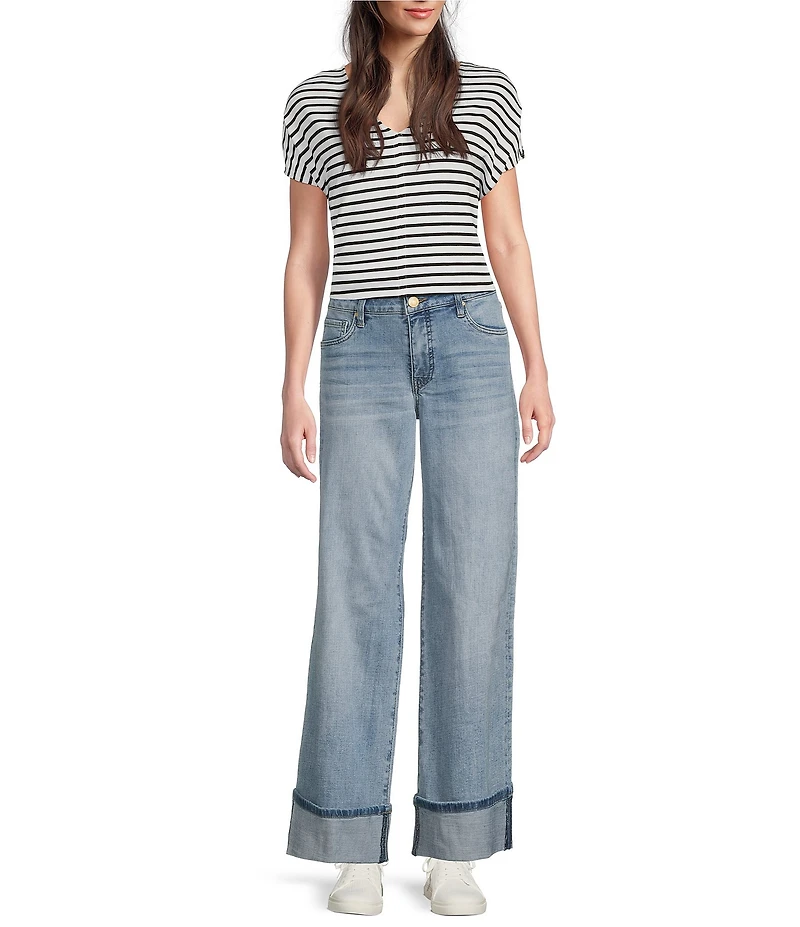 KUT from the Kloth Meg Fab-Ab High Rise Wide Leg Roll-Up Jeans