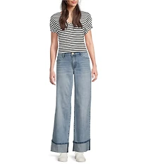 KUT from the Kloth Meg Fab-Ab High Rise Wide Leg Roll-Up Jeans