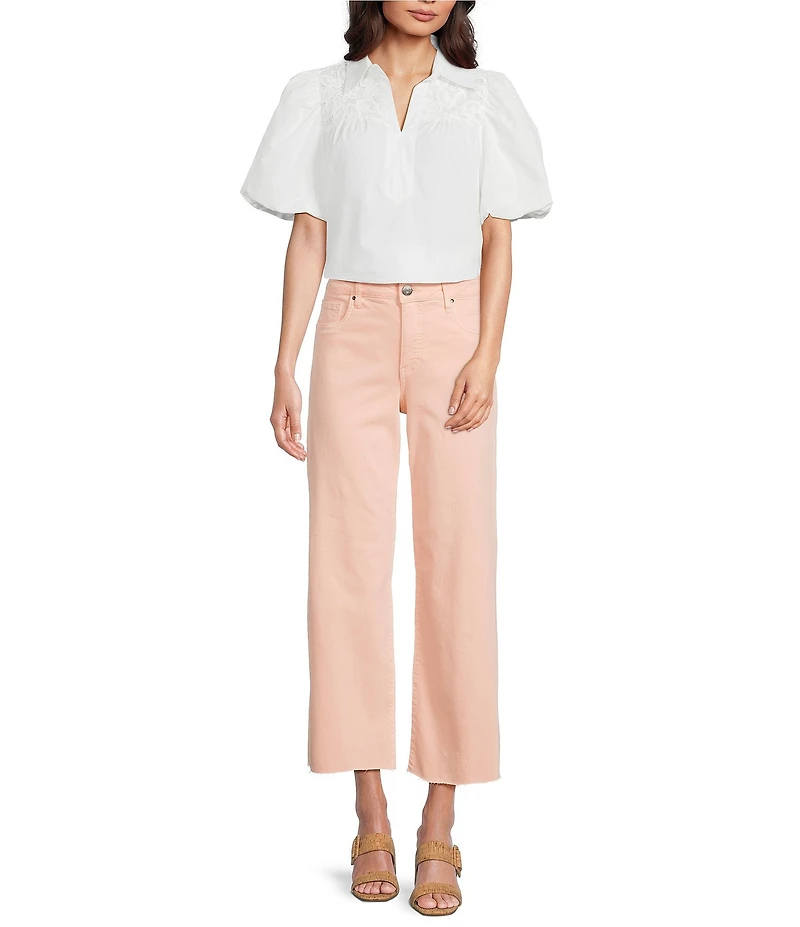 KUT from the Kloth Meg High Rise Wide Leg Raw Hem Ankle Jeans