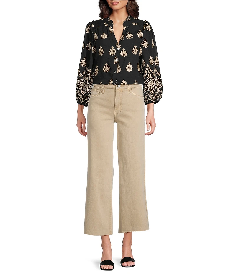 KUT from the Kloth Meg High Rise Wide Leg Raw Hem Jeans