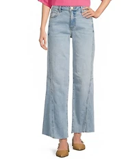 KUT from the Kloth Meg High Rise Wide Leg Twist Side Panel Raw Hem Jeans