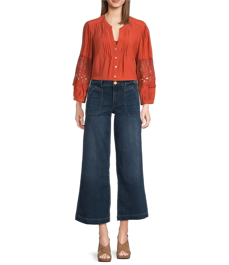 KUT from the Kloth Meg Stretch Denim High Rise Patch Pocket Wide Leg Jeans