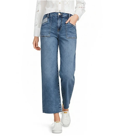 KUT from the Kloth Meg Stretch Denim High Rise Wide Leg Ankle Length Jeans