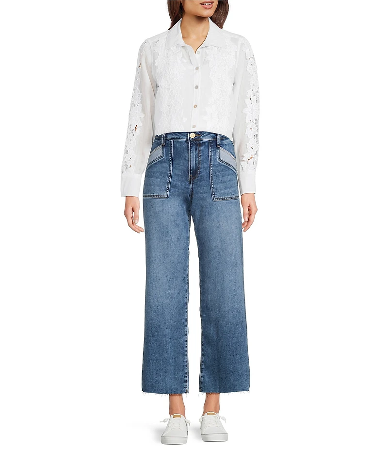 KUT from the Kloth Meg Stretch Denim High Rise Wide Leg Ankle Length Jeans