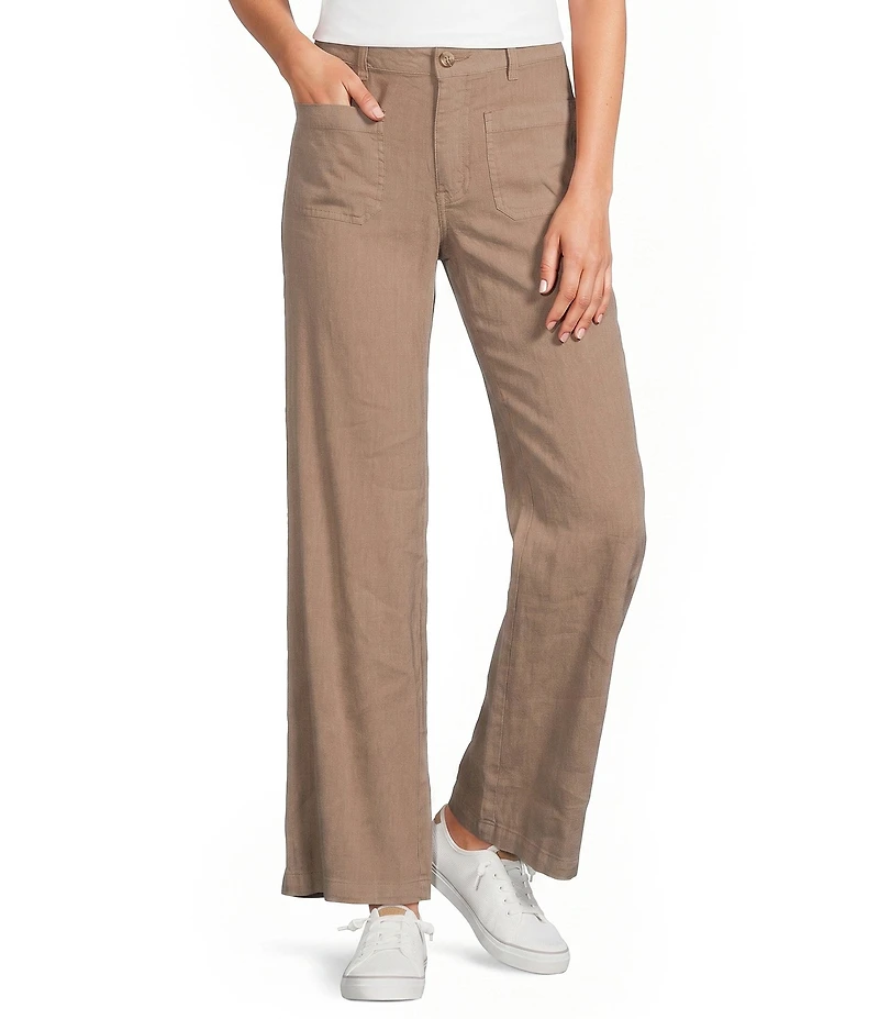KUT from the Kloth Meg Stretch Linen Blend High Rise Wide Leg Pants