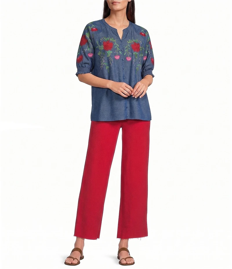 KUT from the Kloth Meg Woven High-Rise Wide Leg Crop Jeans