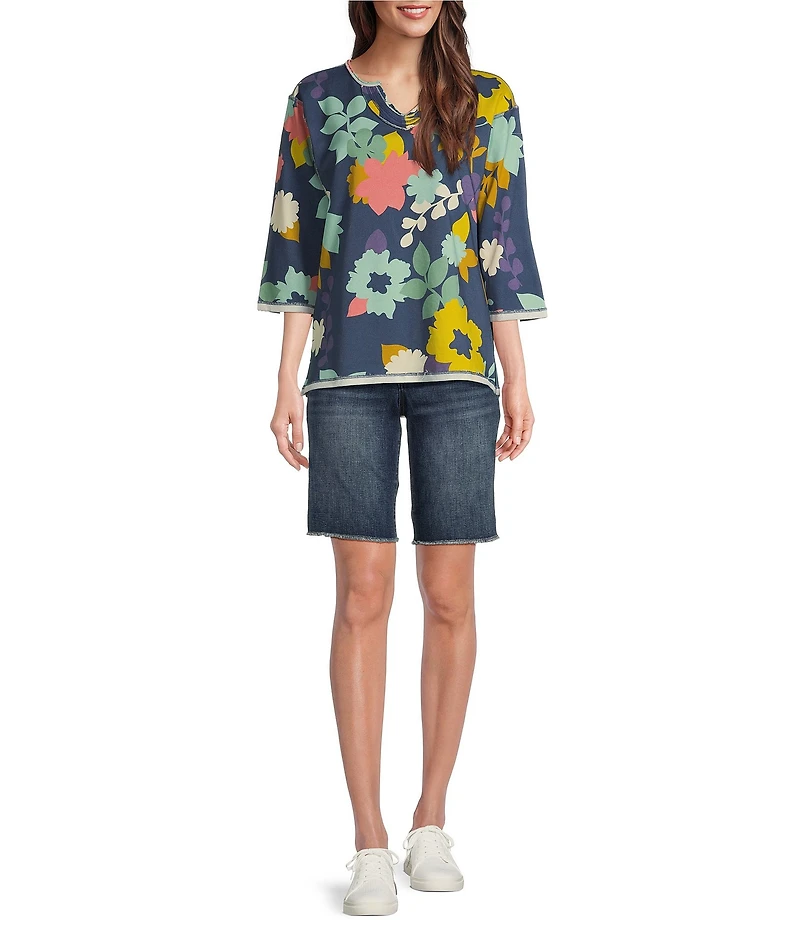KUT from the Kloth Natalie Stretch Denim Mid Rise Bermuda Shorts