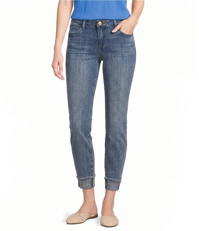KUT from the Kloth Petite Size Amy Staight Leg Fray Cuff Hem Crop Jeans