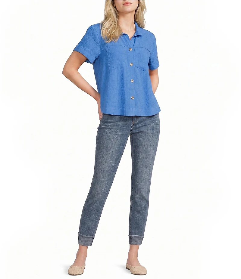 KUT from the Kloth Petite Size Amy Staight Leg Fray Cuff Hem Crop Jeans
