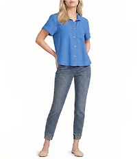 KUT from the Kloth Petite Size Amy Staight Leg Fray Cuff Hem Crop Jeans