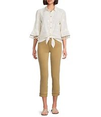 KUT from the Kloth Petite Size Amy Stretch Denim Mid Rise Cropped Straight Leg Jeans