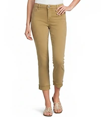 KUT from the Kloth Petite Size Amy Stretch Denim Mid Rise Cropped Straight Leg Jeans
