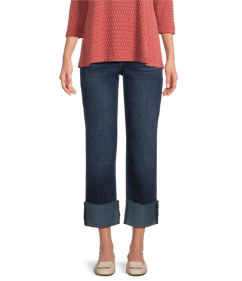 KUT from the Kloth Petite Size Fay High Rise Rolled Up Cuff Raw Hem Jeans