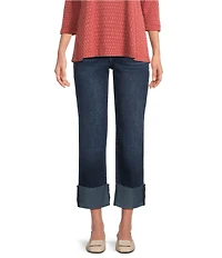 KUT from the Kloth Petite Size Fay High Rise Rolled Up Cuff Raw Hem Jeans