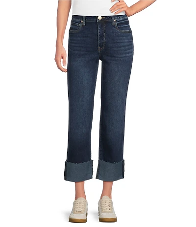 KUT from the Kloth Petite Size Fay High Rise Rolled Up Cuff Raw Hem Jeans